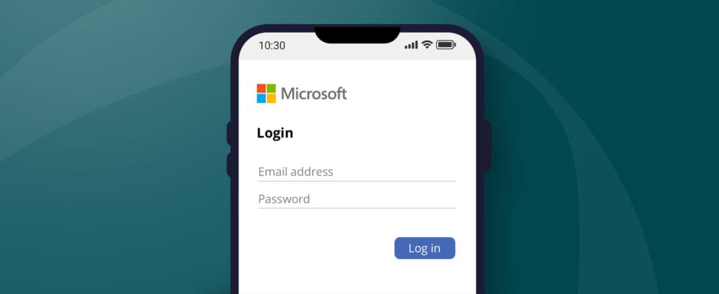 login page opened in phone