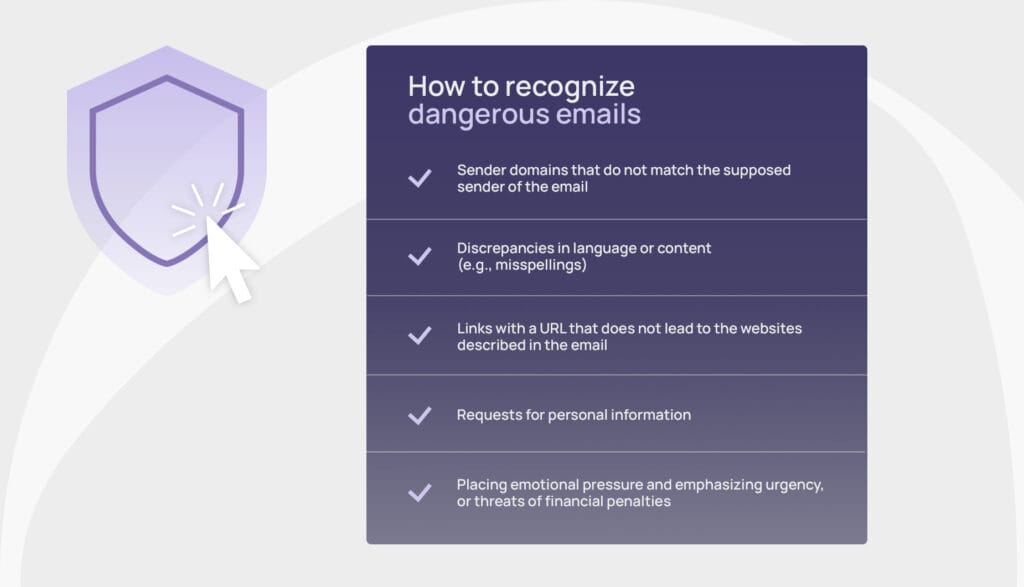 list of points on how to spot dangerous emails