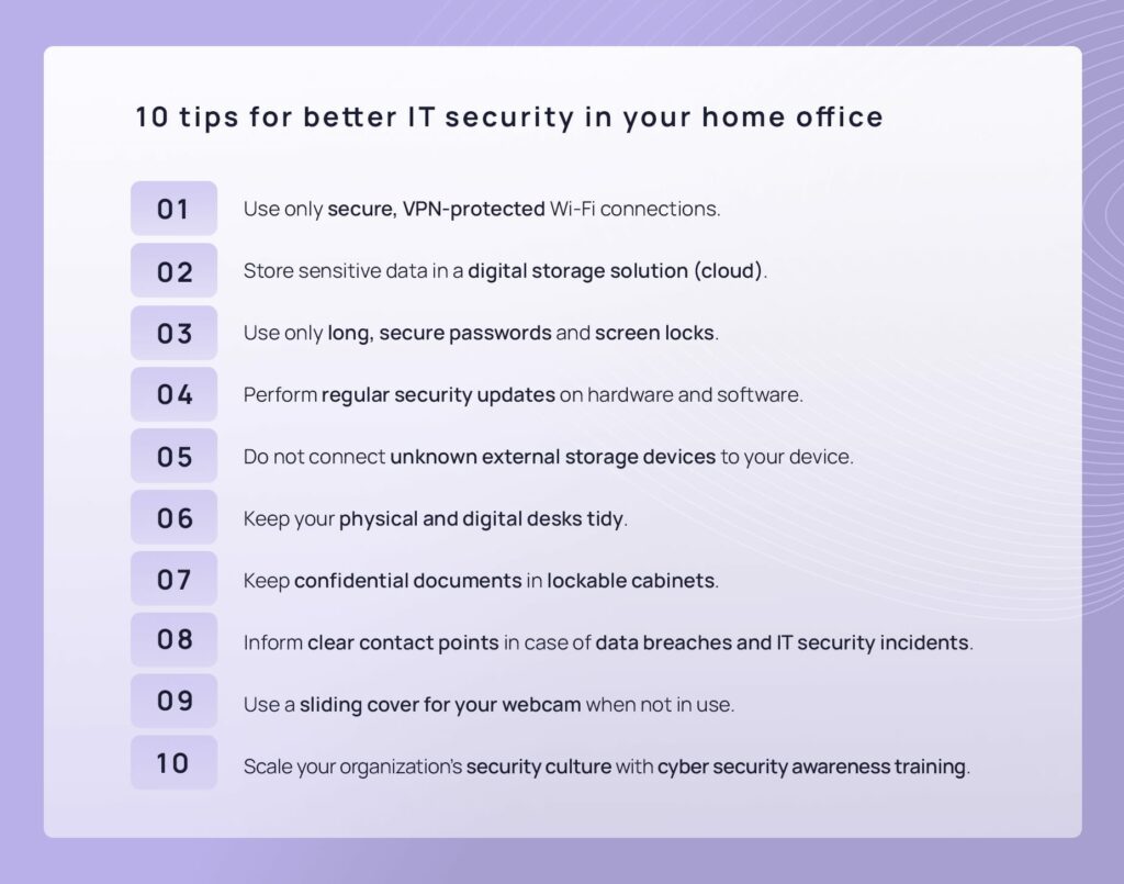 Summary of the 10 tips for better security in your home office