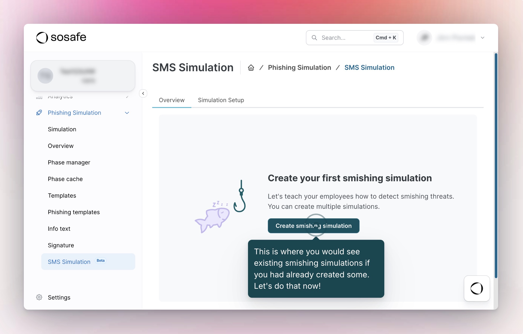Create a smishing (SMS) simulation