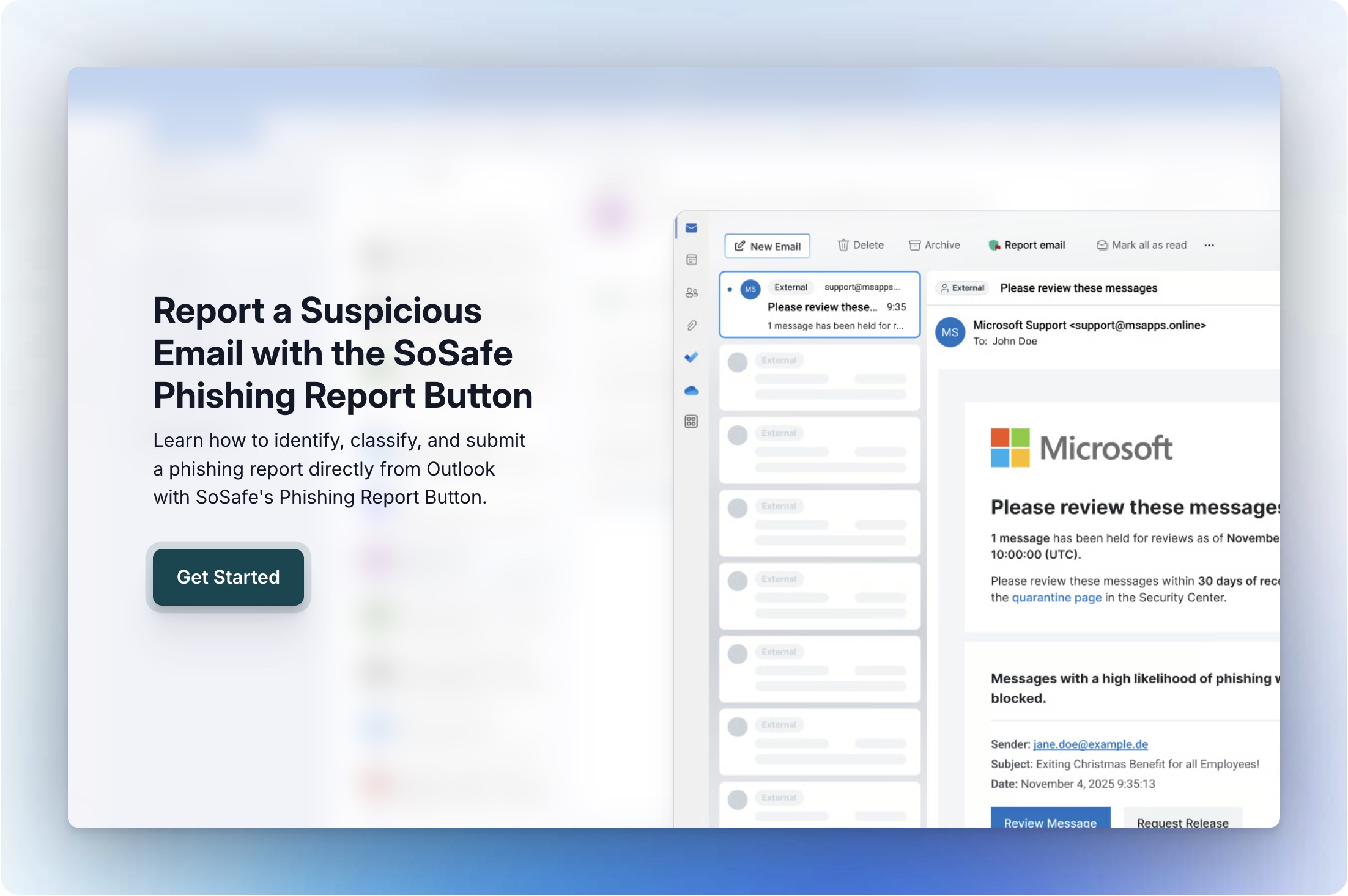 Phishing report button (MS Outlook)